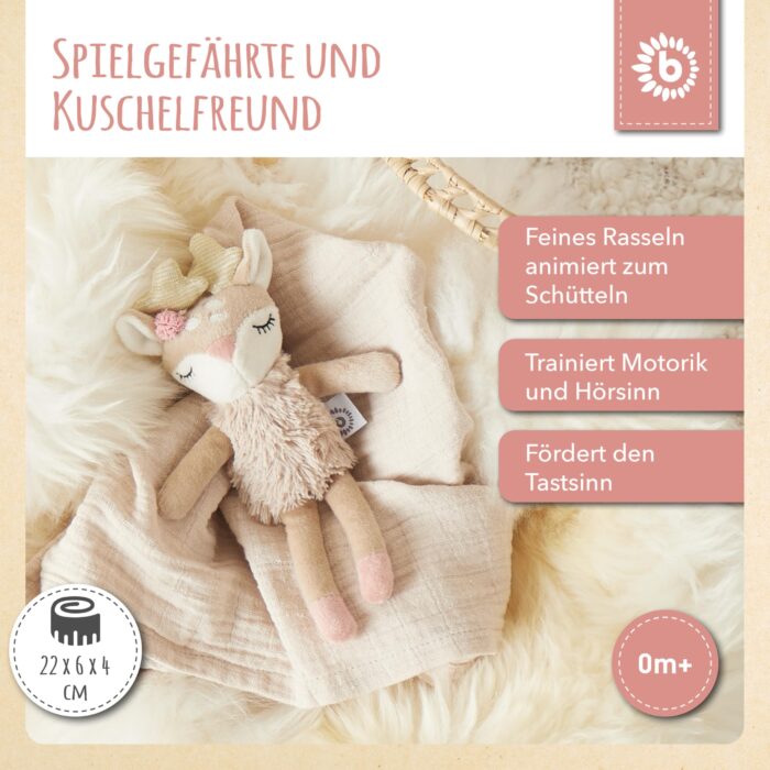 Bieco Kuscheltier Reh Ella mit Rassel | Baby Kuscheltier ab 0 Monate Stofftier Baby Plüschtier Reh - Image 7