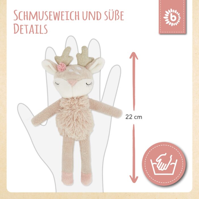 Bieco Kuscheltier Reh Ella mit Rassel | Baby Kuscheltier ab 0 Monate Stofftier Baby Plüschtier Reh - Image 5