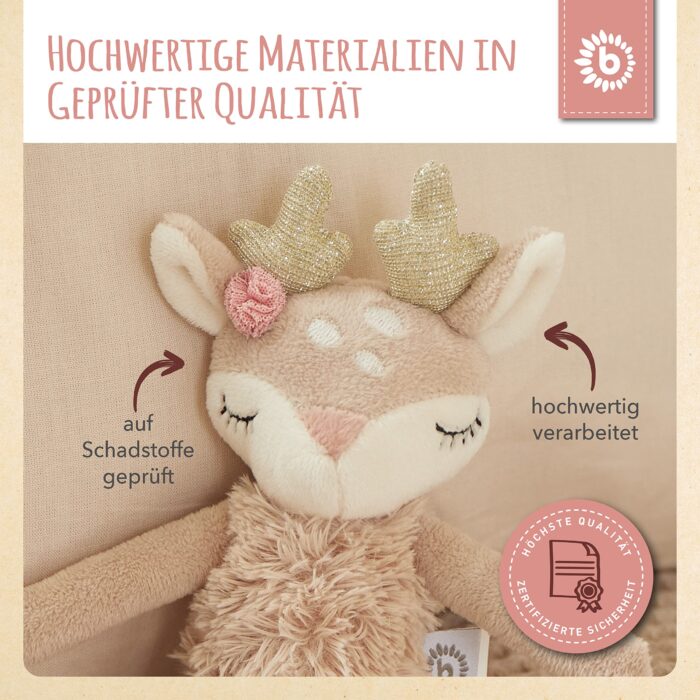 Bieco Kuscheltier Reh Ella mit Rassel | Baby Kuscheltier ab 0 Monate Stofftier Baby Plüschtier Reh - Image 4